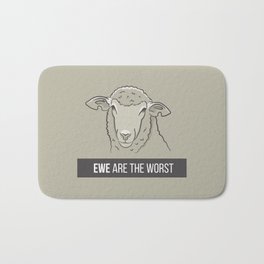 Ewe Are the Worst Bath Mat | Vector, Drawing, Pun, Funny, Digital, Ewe, Wool, Animal, Sheep, Lineart 