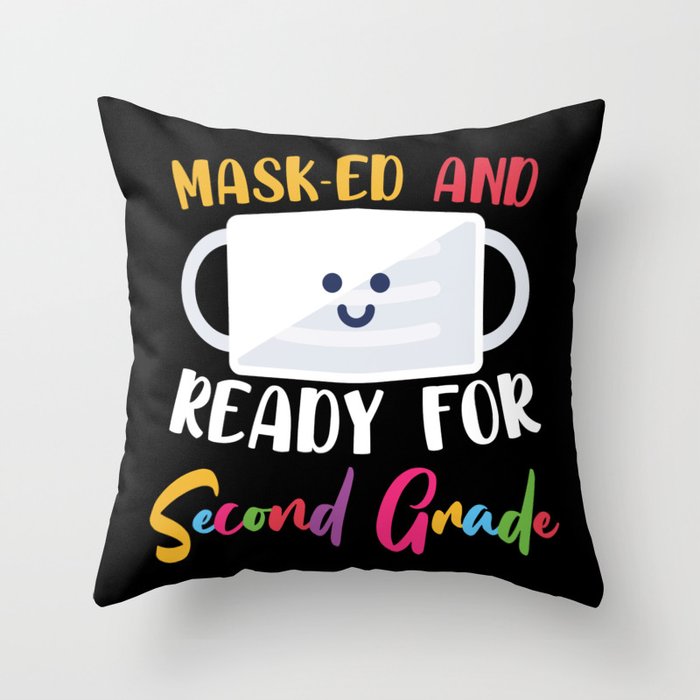 Masked And Ready For Second Grade Throw Pillow