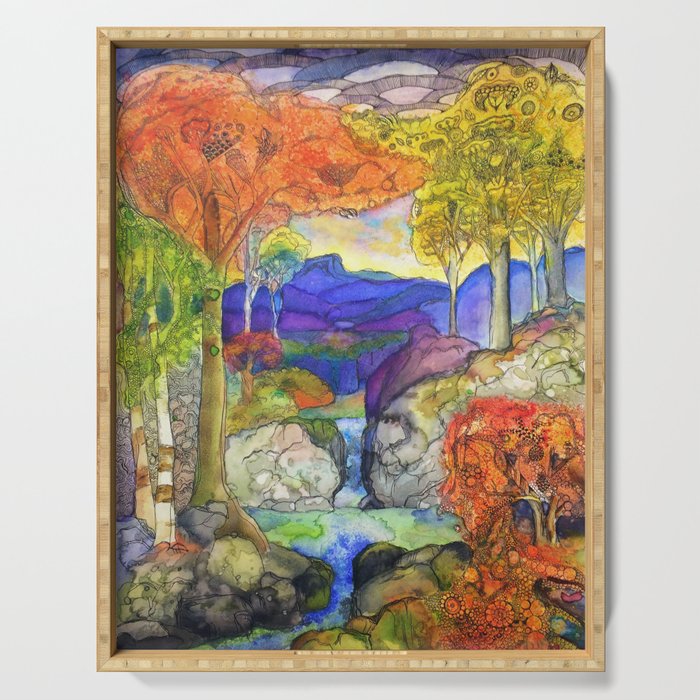 Autumn Landscape, After Tiffany Serving Tray