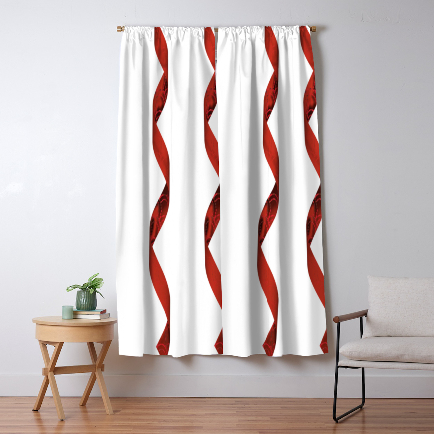 Red Ribbon Red Ribbon On White Blackout Curtain By Fas925 Society6