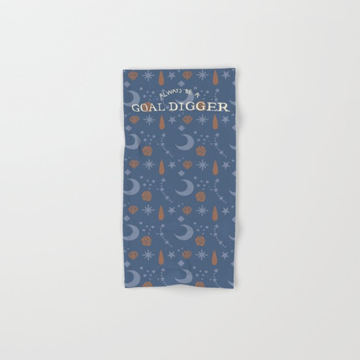 Pattern With Illustration And Hand Lettering Of The Goal Digger Quotet Motivation For Lady Bosse Hand Bath Towel By Pearlyriver Society6
