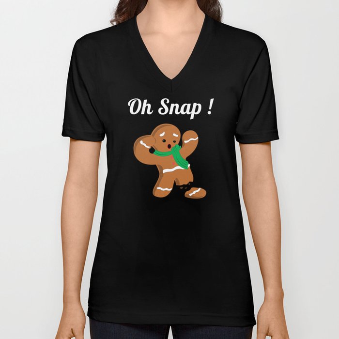 Gingerbread Cookie Snap Holiday December Christmas V Neck T Shirt