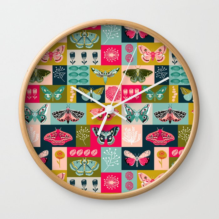 Lepidoptery tiles by Andrea Lauren  Wall Clock