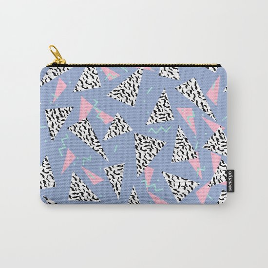 Trendy triangles geometric pop pattern pink black and white minimal gifts Carry-All Pouch