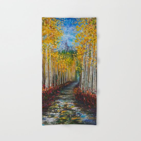 Nelly Creek Painting Of Uncompahgre National Forest Hand Bath Towel By Olenaart Society6