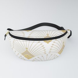 White Gold and Black Art Deco Gold Palm Fanny Pack
