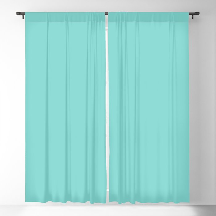 Tiffany Blue Green Solid Color Popular Hues Patternless Shades of Blue Collection - Hex #81D8D0 Blackout Curtain