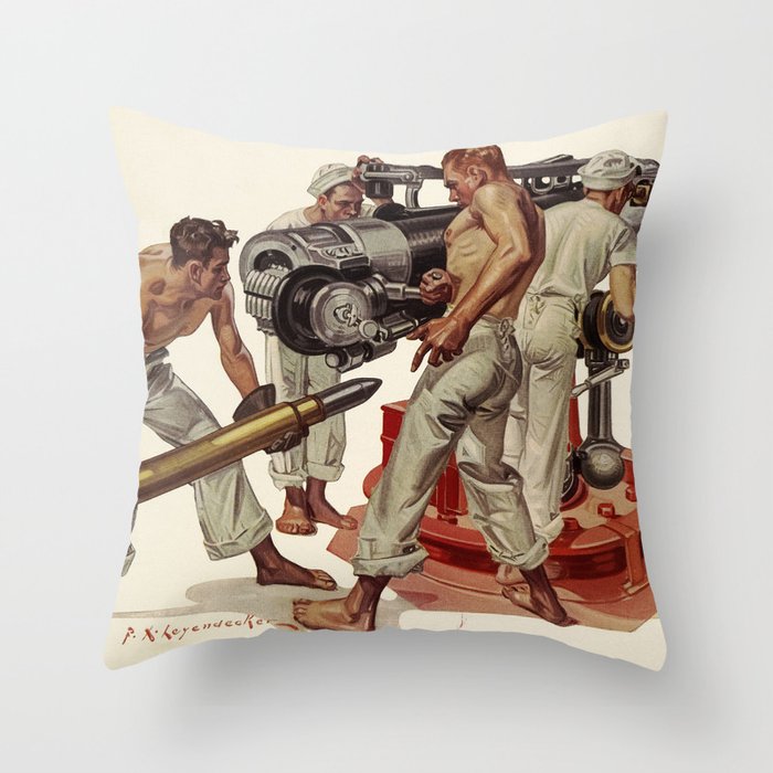 These Men Have Come Across They Are at the Front Now Join Them Enlist in the Navy, 1917 by Joseph Christian Leyendecker Throw Pillow