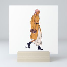 Ink Street Fashion Portrait Mini Art Print