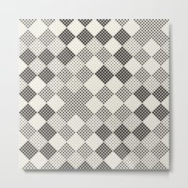 Black and Grey Rhombus Pattern Metal Print