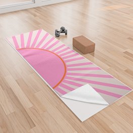 Le Soleil | 01 - Retro Sun Print Pink Aesthetic Preppy Decor Modern Abstract Sunshine Yoga Towel