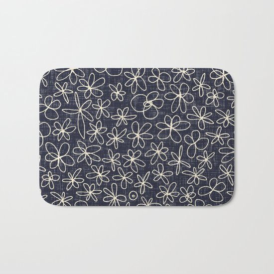 garland flowers cobalt Bath Mat