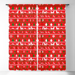 Red White & Green Ugly Sweater Nordic Knit Blackout Curtain