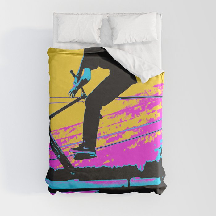 Free Falling - Stunt Scooter Rider Duvet Cover