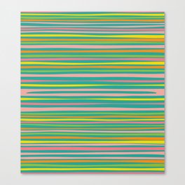 Natural Stripes Pattern Colorful Teal Spring Green Pink Yellow Orange Canvas Print