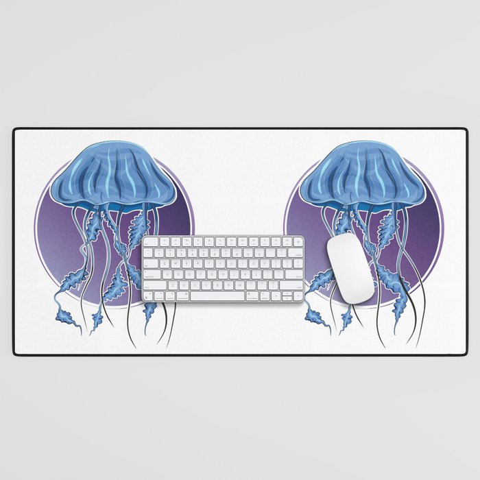 Jellyfish in purple Desk Mat