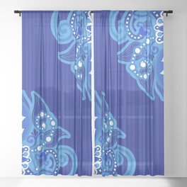 Paisley Ornament - Blue Palette Sheer Curtain