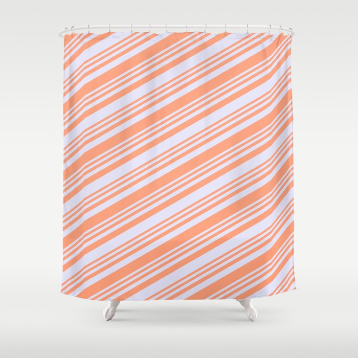 Light Salmon and Lavender Colored Lined/Striped Pattern Shower Curtain