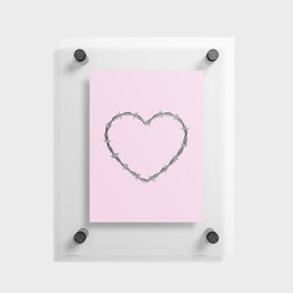 Barbed Wire Pink Heart Floating Acrylic Print