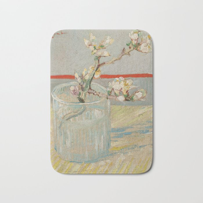 Vincent van Gogh - Sprig of flowering almond in a glass Bath Mat