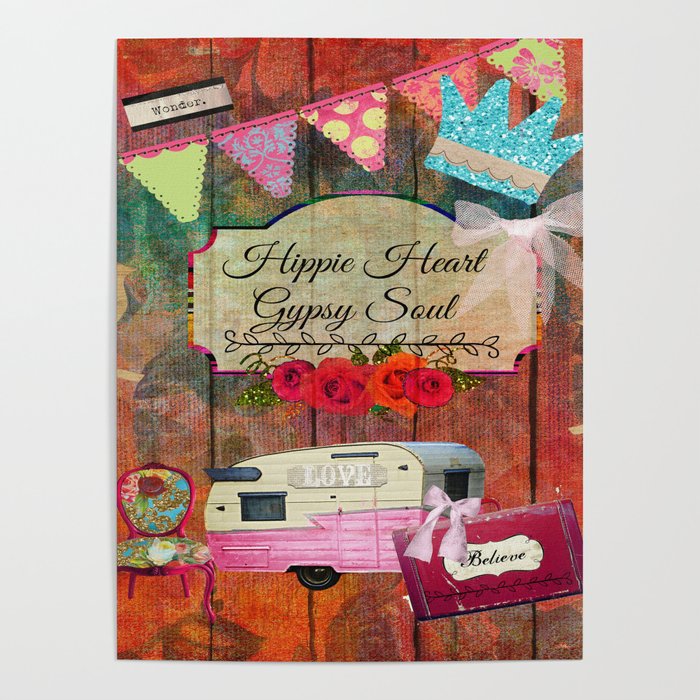 Hippie Heart Gypsy Soul, Retro Camper Cutting Board by FolkNFunky