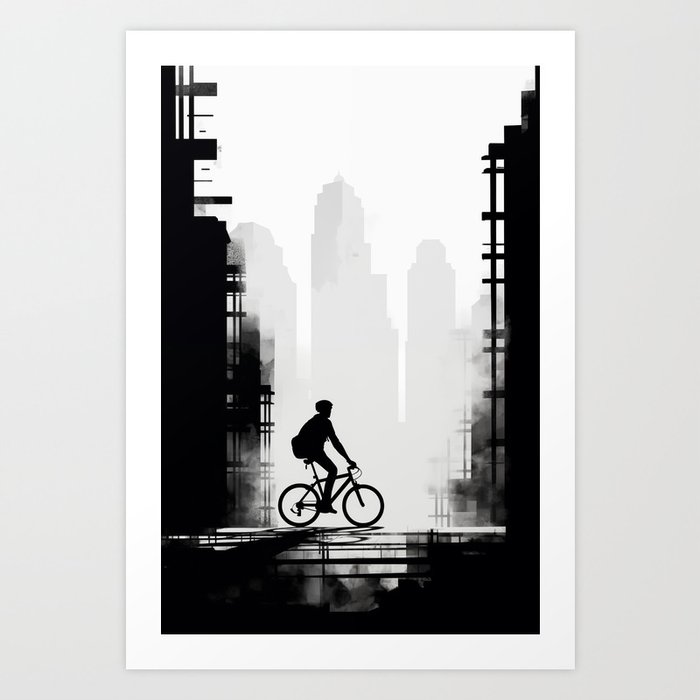  Bicycle in the City  Art Print