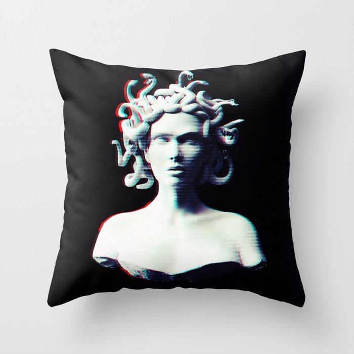 Medusa glitch Throw Pillow