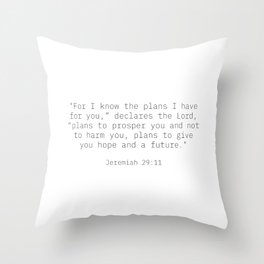 Jeremiah 29:11 Typewriter Font Throw Pillow