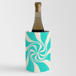 Turquoise Peppermint Candy Swirl Abstract Design  Wine Chiller