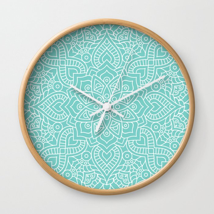 Turquoise Mandala Wall Clock