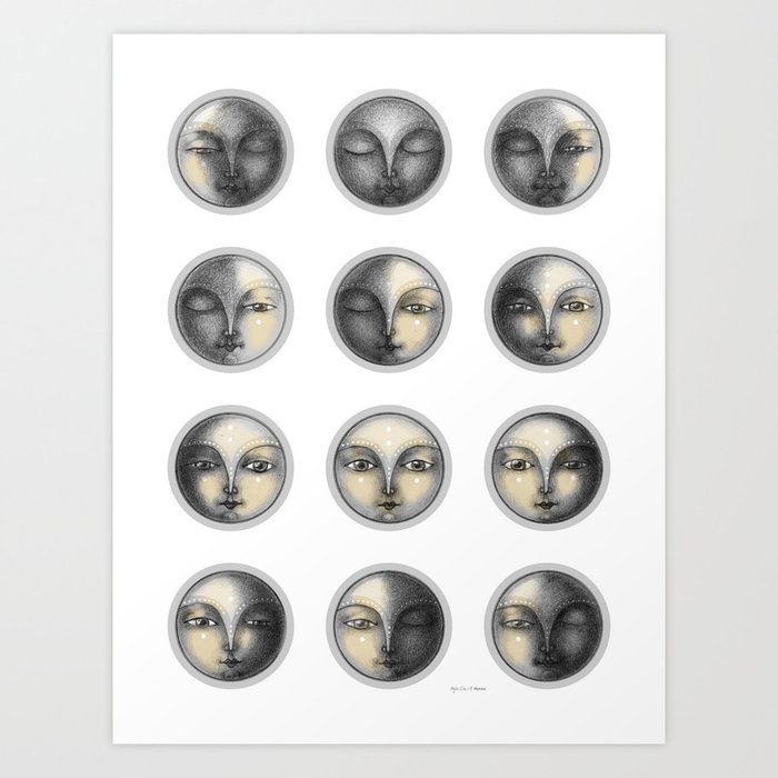 moon phases and romanticism Art Print