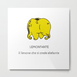 Lemonfante by Laura Pizzicalaluna Metal Print | Elephant, Elefante, Limone, Drawing, Yellow, Giallo, Lemon 