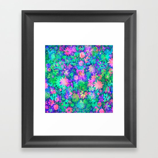 Fluro Floral Framed Art Print
