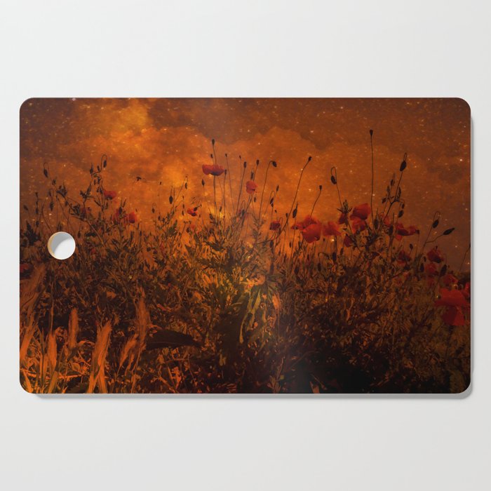 Blooming poppy field on Planet Mars Cutting Board