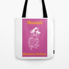1968 HAWAII Western Airlines Travel Poster Tote Bag