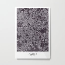 Paris - France Mind City Map 3A2E39 Metal Print | Concept, Illustration, Watercolor, Abstract, Cartoon, Acrylic, Typography, Pop Art, Graphicdesign, Hatching 