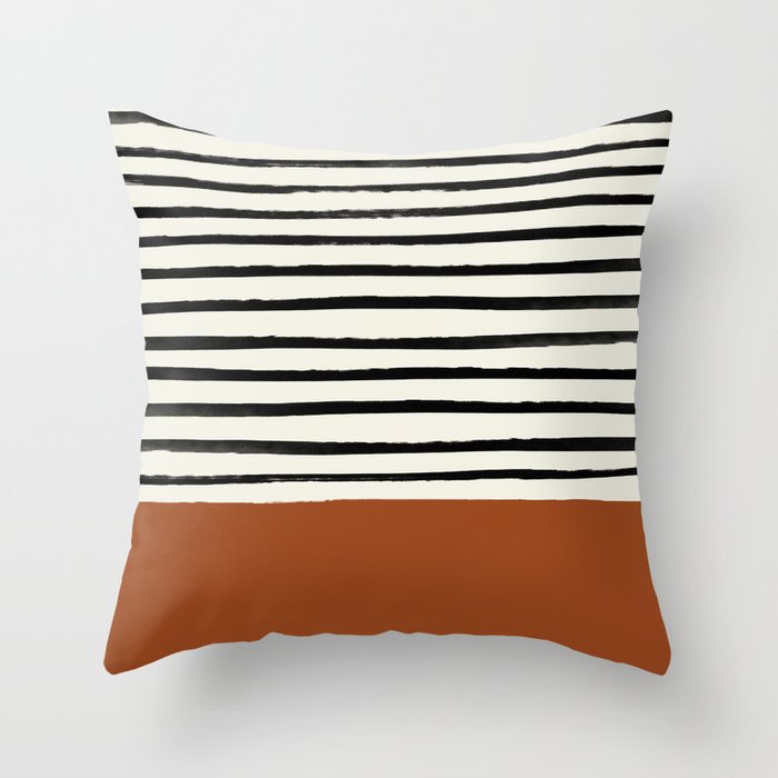 Burnt Orange x Stripes Throw Pillow
