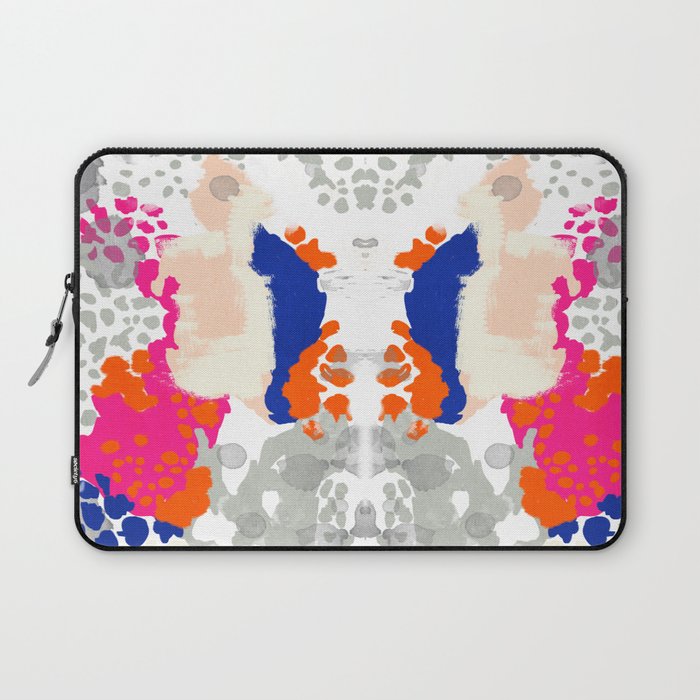 Mica - Abstract painting in modern fresh colors navy, orange, pink, cream, white, and gold Laptop Sleeve