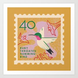 Hummingbird Postage Stamp Art Print