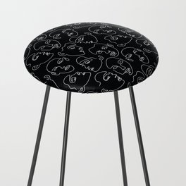 Black & White Line Faces Counter Stool