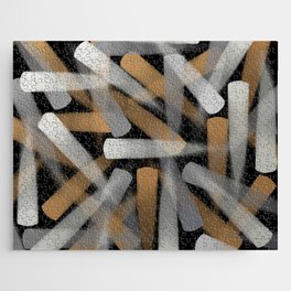 Digital Paint Brush Strokes in Gold, Silver and White Jigsaw Puzzle