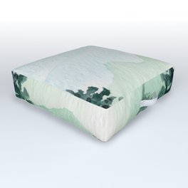 Watercolor forest mountainscape Outdoor Floor Cushion