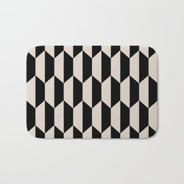 Classic Trapezoid Pattern 732 Black and Linen White Bath Mat