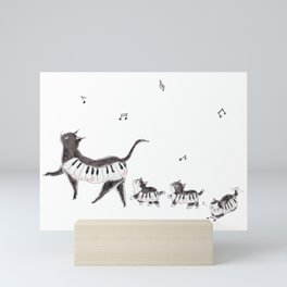 Walking Piano Cat Mini Art Print