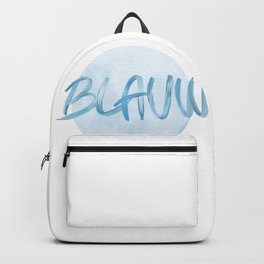Blue Backpack | Moon, Letter, Typography, Blue, White, Handdrawing, Minimalistic, Letters, Futuristic, Pop Art 