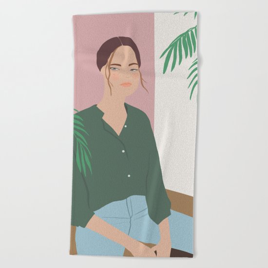 Summer Breeze, girly, fashion illustration, illustration, aloha, summer, tropical, hawaiian art Beach Towel