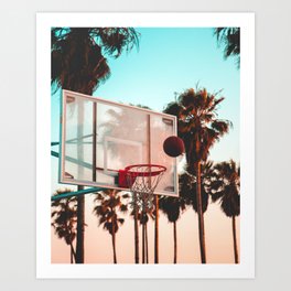 Venice Beach Hoops and Palm Trees Art Print