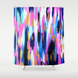 Spring Golden - Pink and Navy Abstract Shower Curtain