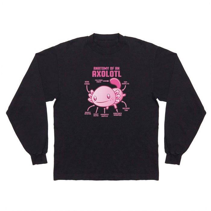 Axolotl Anatomy Funny Mexican Walking Fish Gift design Long Sleeve T Shirt