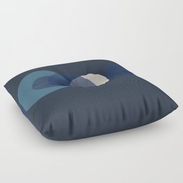 Geometric Minimalistic Circle Bubble Design Pattern in Blue Floor Pillow